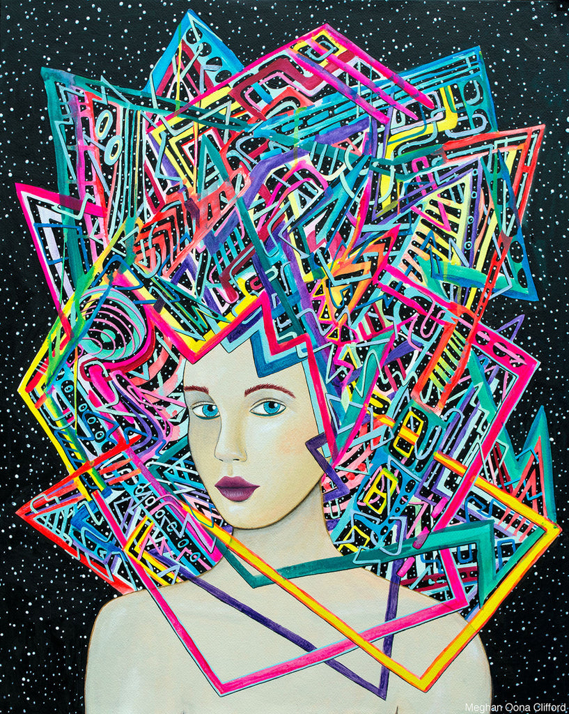 meghan oona clifford art, modern celtic knot painting, modern celtic knot fashion painting, celtic knot modern fashion art, erik jones inspired art, alex grey inspired art, android jones inspired art