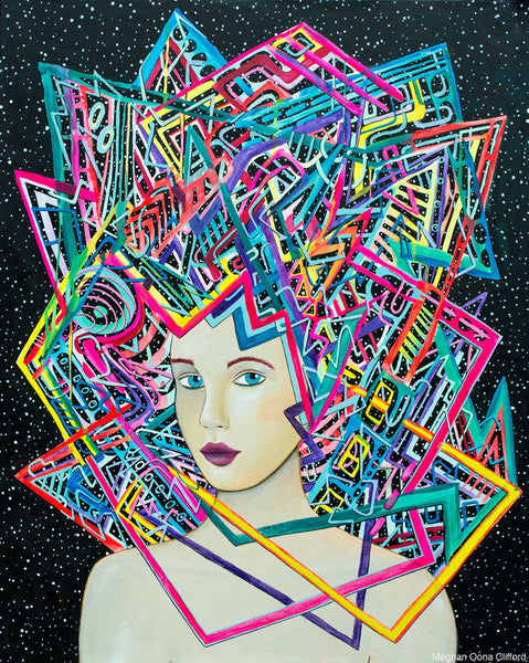 meghan oona clifford art, modern celtic knot painting, modern celtic knot fashion painting, celtic knot modern fashion art, erik jones inspired art, alex grey inspired art, android jones inspired art