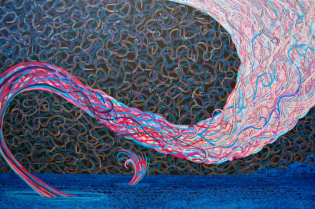 modern celtic knot work, san francisco interior design, modern labyrinth abstract act, modern maze art, vibrant colorful painting, meghan oona clifford, megan oona