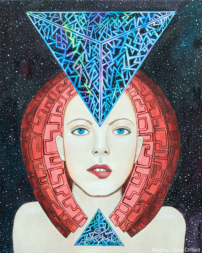 meghan oona clifford art, star bright art, geometric fashion art, geometric cosmic art, geometric cosmic pyramid art, alex grey inspired art, amanda sage inspired art, android jones inspired