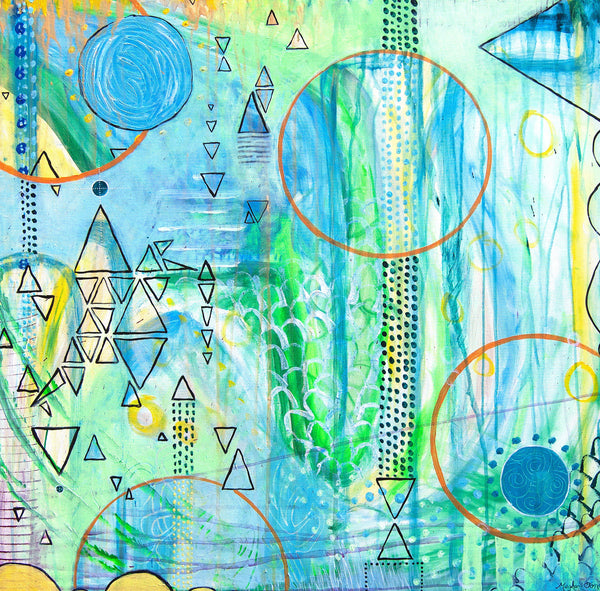 urban geometric abstract painting, urban contemporary abstract painting, modern urban abstract colorful art for interior design, geometric contemporary modern home decor, flora bowley inspired, meghan oona clifford 