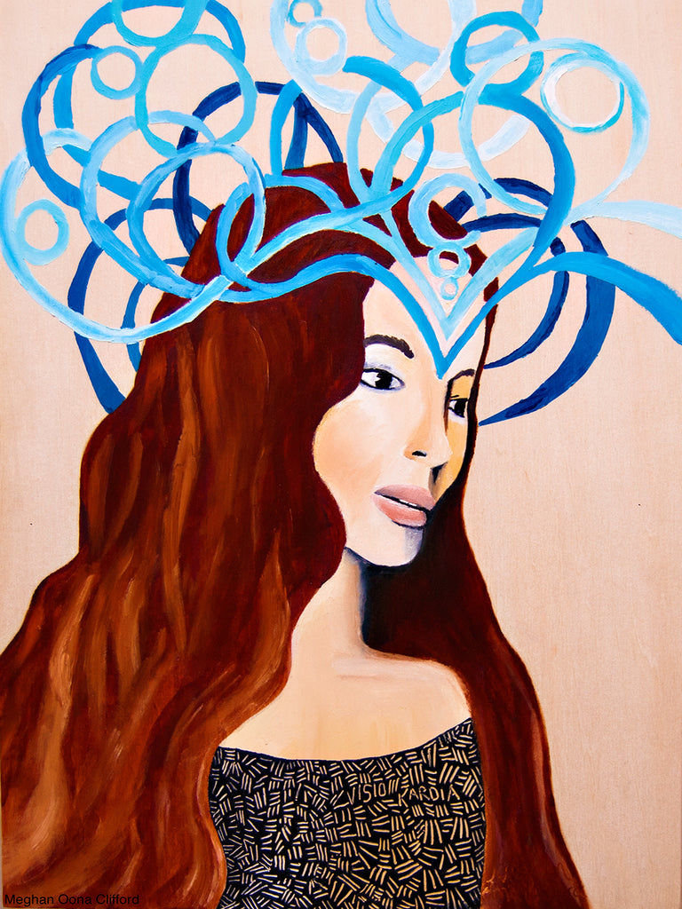 meghan oona clifford, fashion illustration, modern goddess cosmic art, boho fashion art, boho girl art, bohemian fashion art